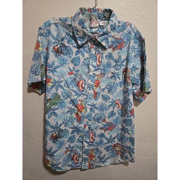 Marvel Avengers Hawaiian Print Button Up Shirt Men’s Small Short Sleeve Cotton - Picture 4 of 14